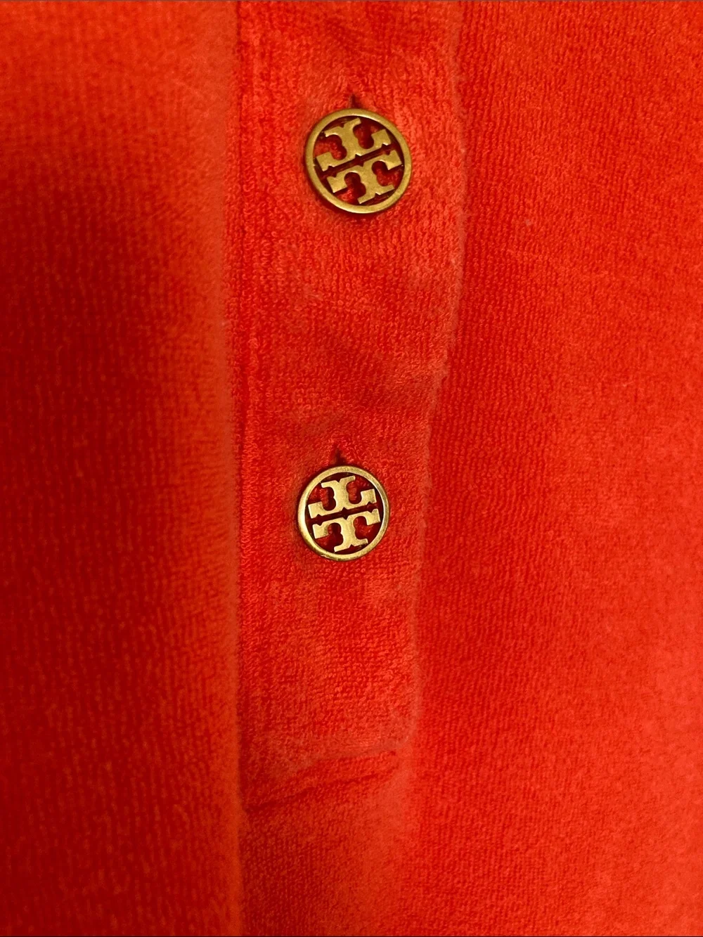 Tory Burch Terry Polo with Logo Buttons